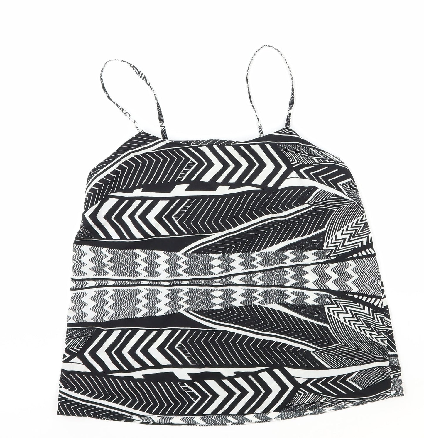 River Island Womens Black Geometric Polyester Basic Tank Size 10 Round Neck