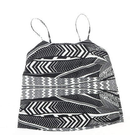 River Island Womens Black Geometric Polyester Basic Tank Size 10 Round Neck