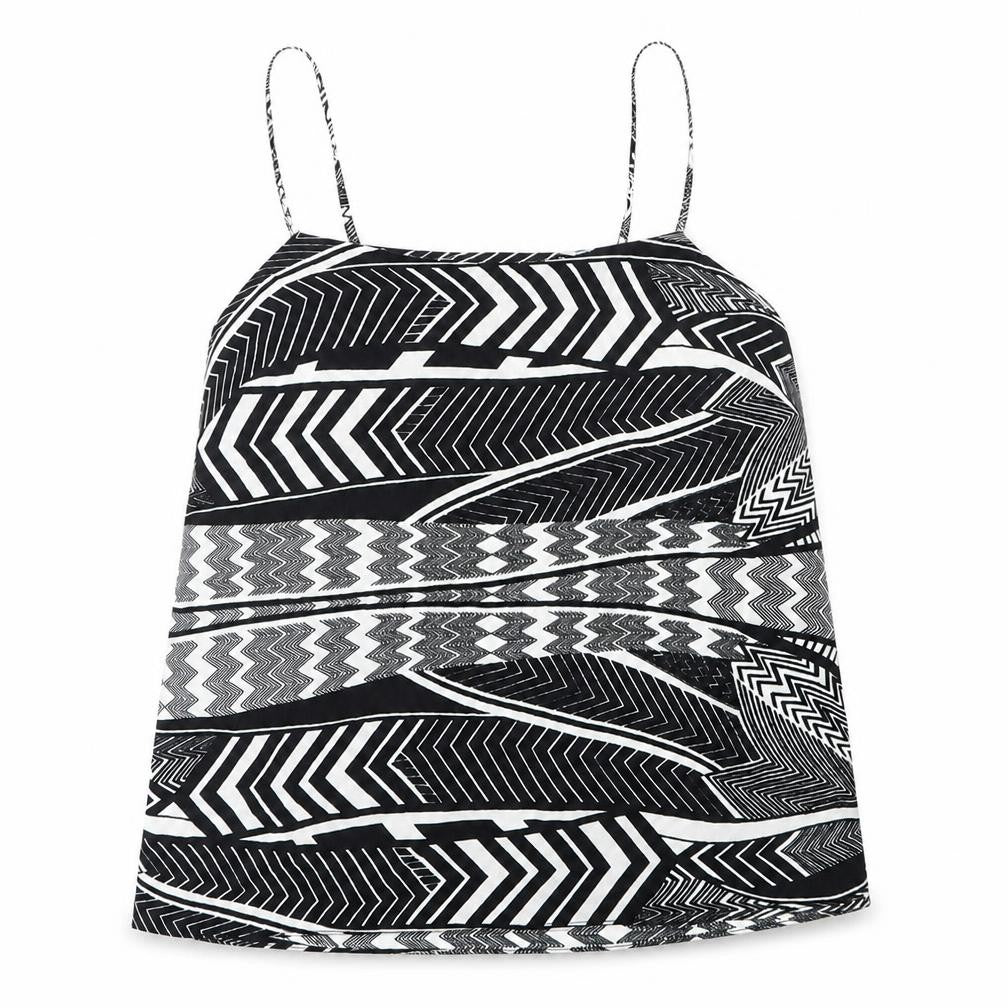 River Island Womens Black Geometric Polyester Basic Tank Size 10 Round Neck