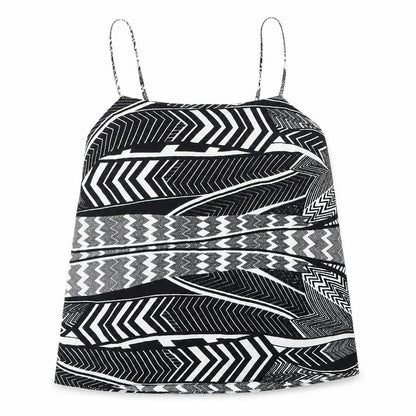 River Island Womens Black Geometric Polyester Basic Tank Size 10 Round Neck