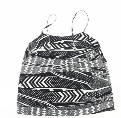 River Island Womens Black Geometric Polyester Basic Tank Size 10 Round Neck