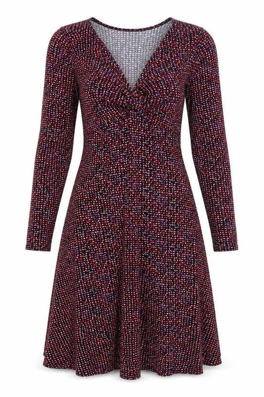Xantik Womens Purple Geometric Polyester Skater Dress Size S V-Neck Pullover