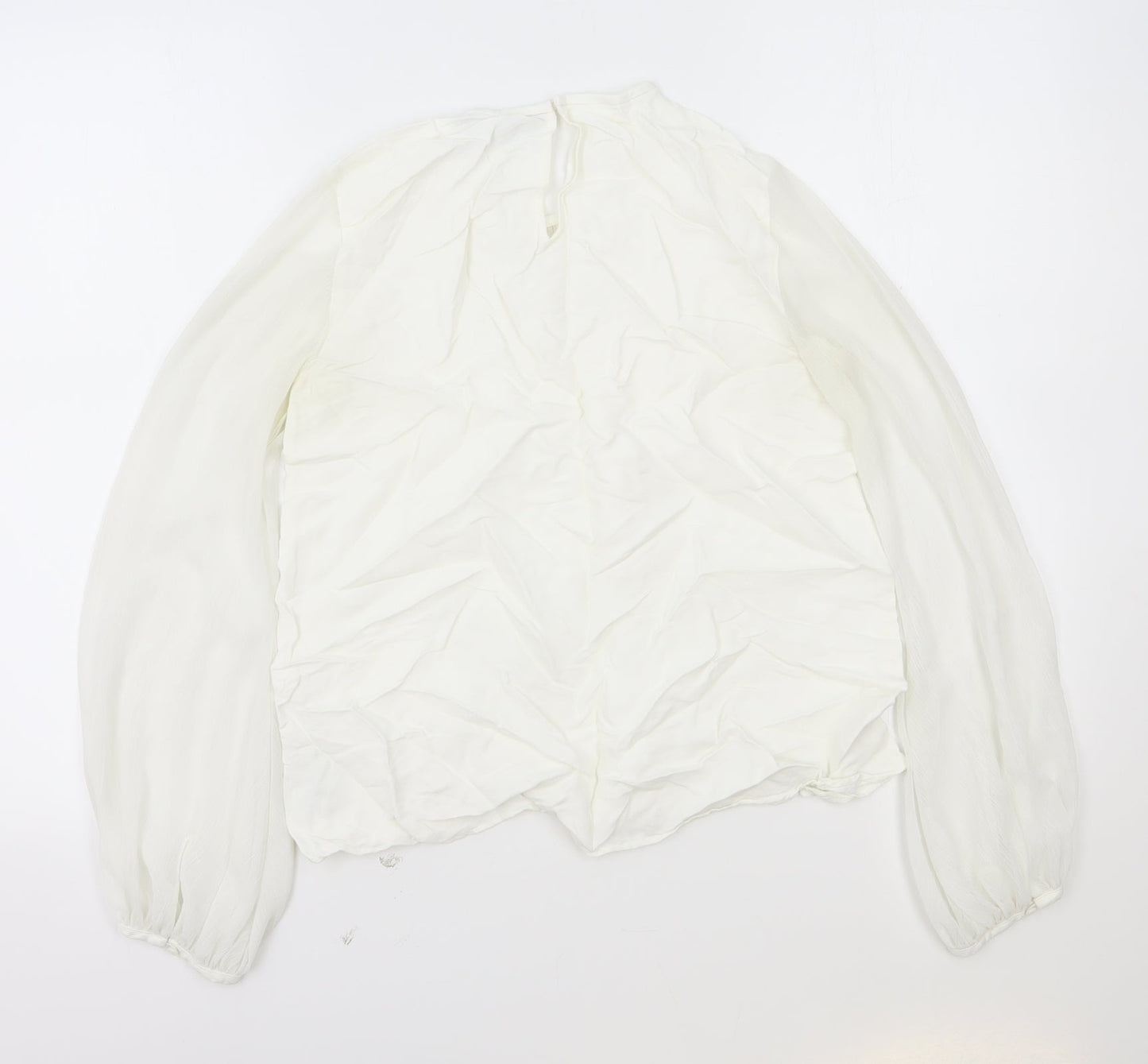Zara Womens White Polyester Basic Blouse Size S Round Neck