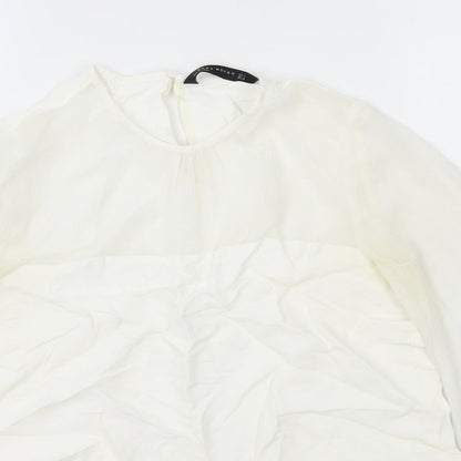 Zara Womens White Polyester Basic Blouse Size S Round Neck