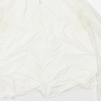 Zara Womens White Polyester Basic Blouse Size S Round Neck