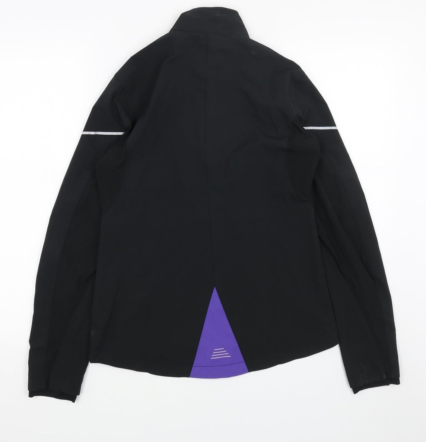 Preworn Womens Black Striped Windbreaker Jacket Size S Zip