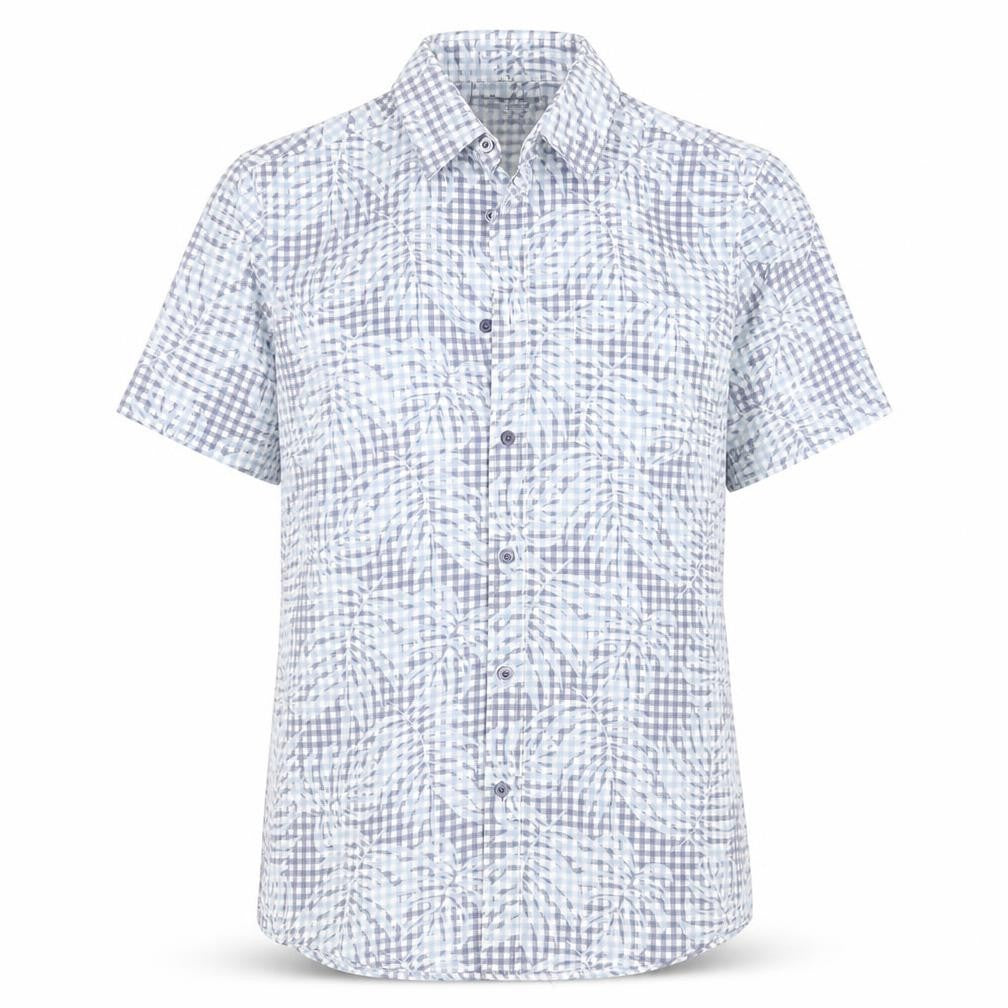 Atlantic Bay Womens Blue Check Cotton Basic Button-Up Size S Collared