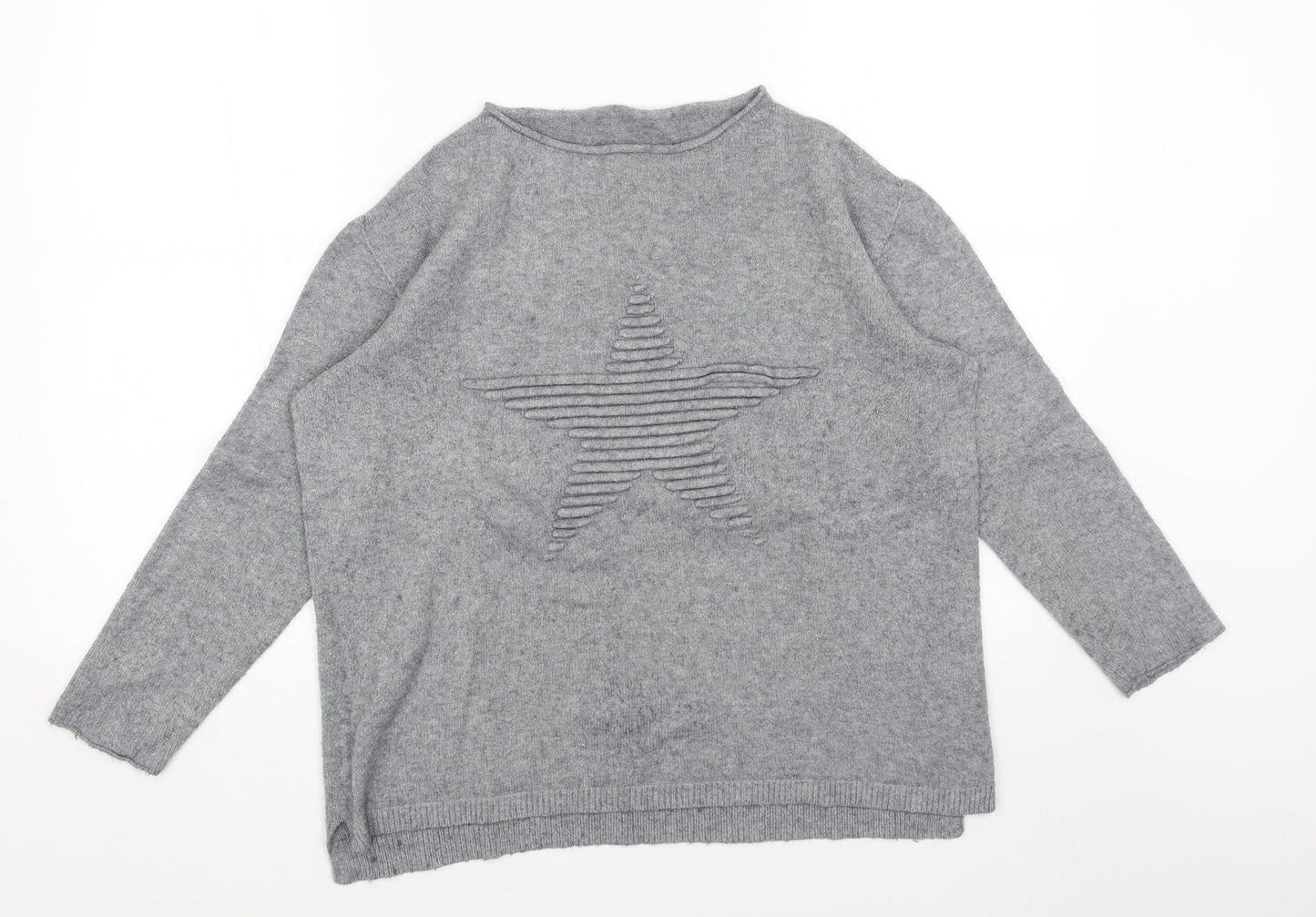Preworn Womens Grey Round Neck Viscose Pullover Jumper Size M - Star