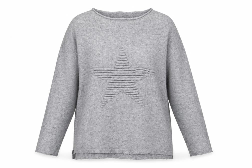 Preworn Womens Grey Round Neck Viscose Pullover Jumper Size M - Star