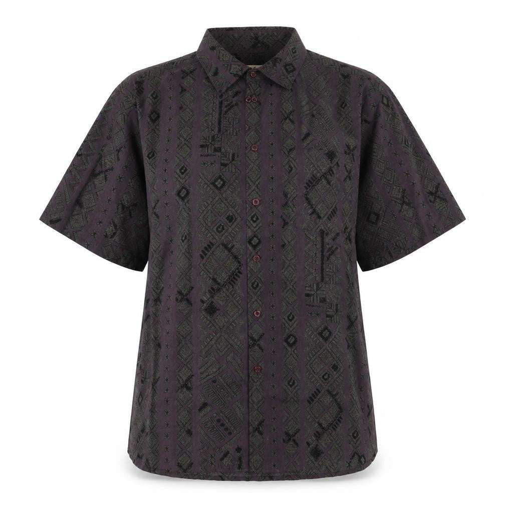 EWM Womens Blue Geometric Cotton Basic Button-Up Size M Collared