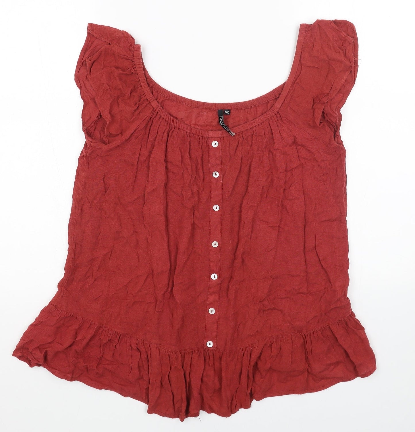 intuition Womens Red Cotton Basic Blouse Size 8 Scoop Neck
