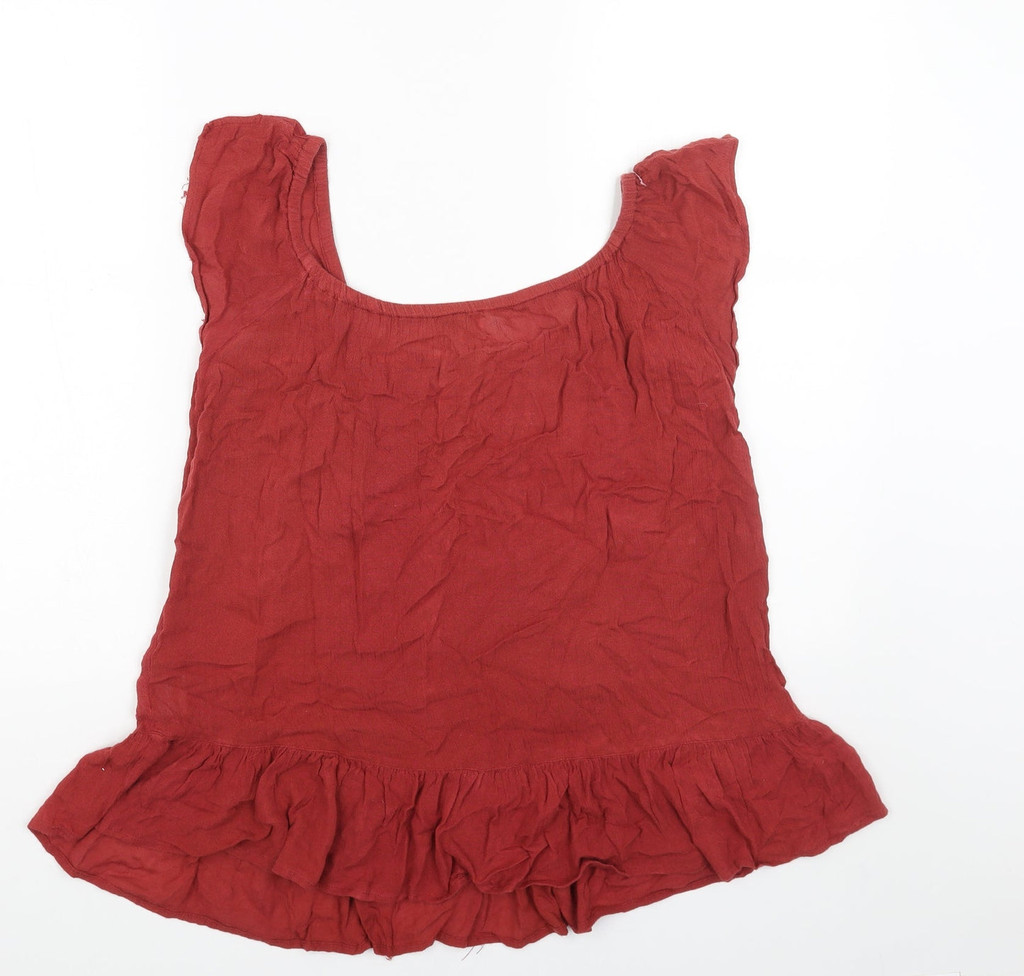 intuition Womens Red Cotton Basic Blouse Size 8 Scoop Neck