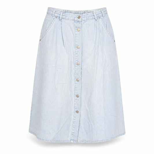 Preworn Womens Blue Cotton Swing Skirt Size 32 in Button