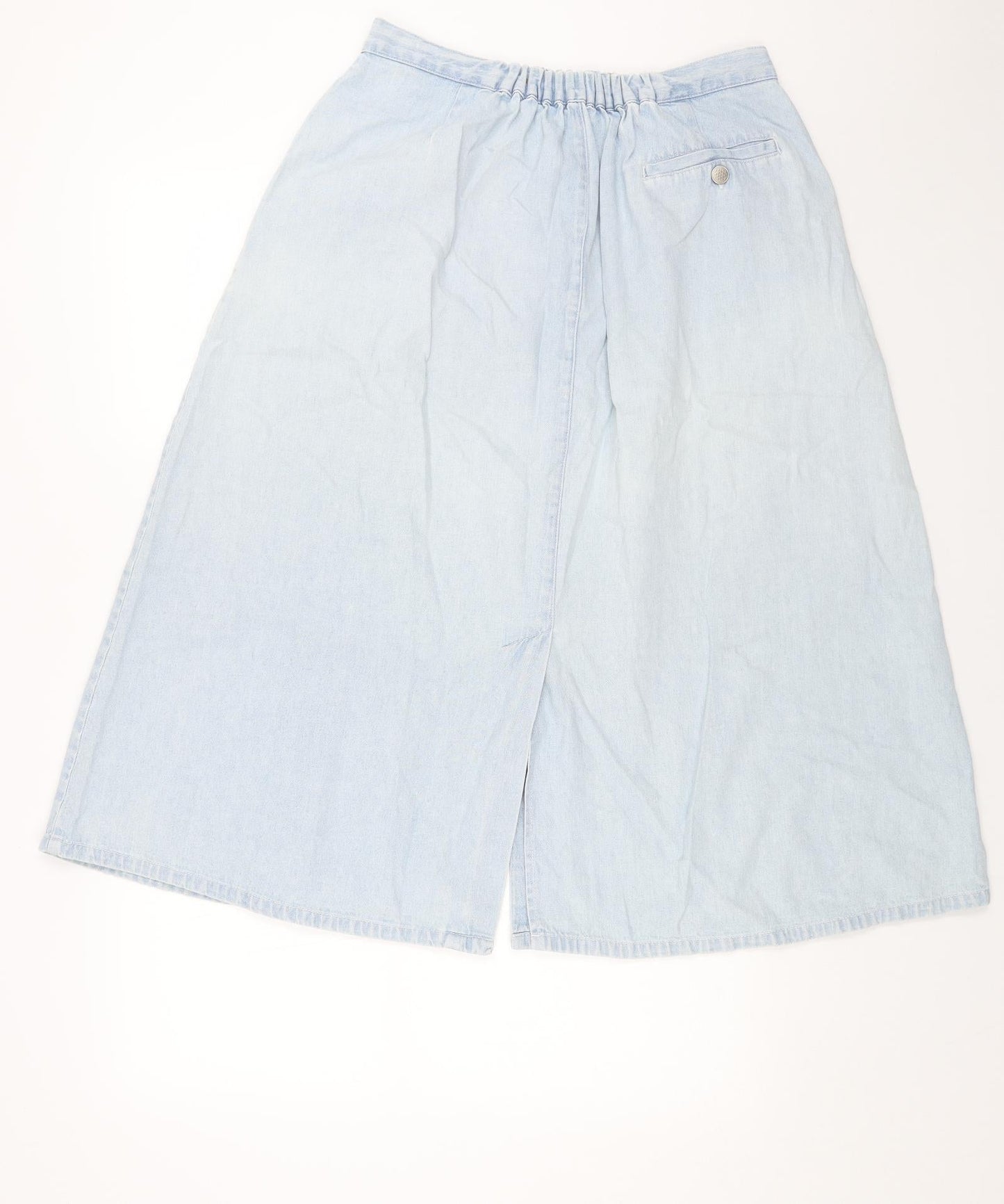 Preworn Womens Blue Cotton Swing Skirt Size 32 in Button