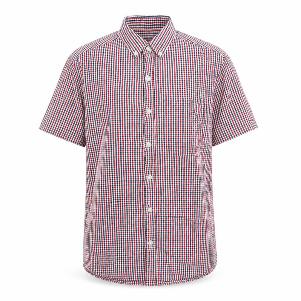 Primark Mens Red Plaid Cotton Button-Up Size M Collared Button