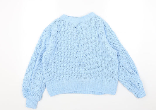 H&M Womens Blue Round Neck Polyester Pullover Jumper Size S