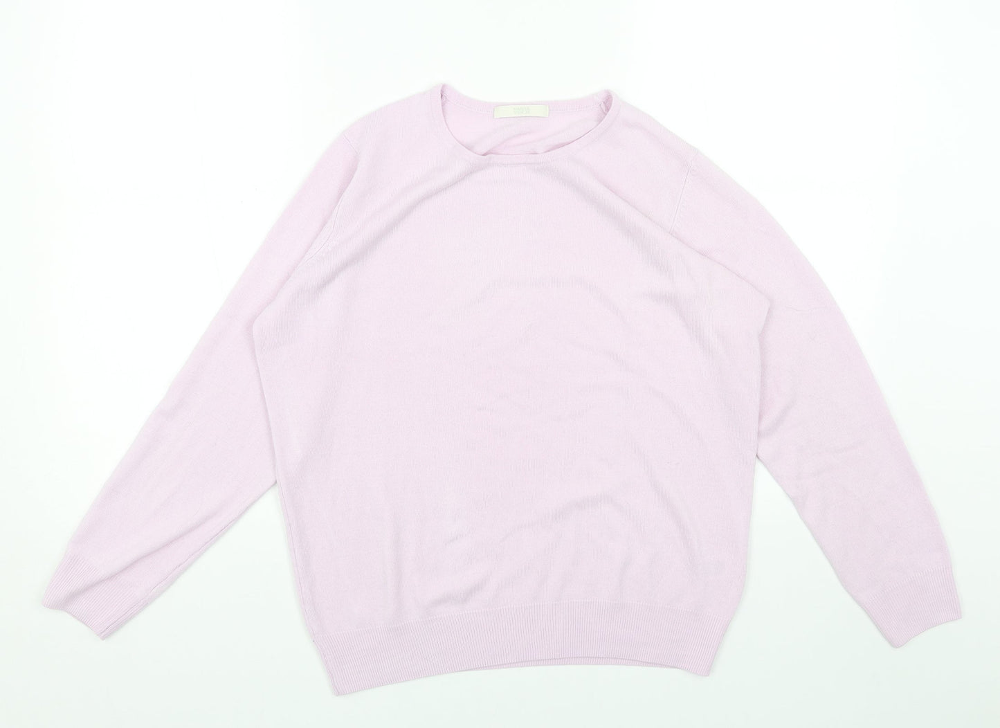 Marks and Spencer Womens Purple Round Neck Acrylic Pullover Jumper Size 14