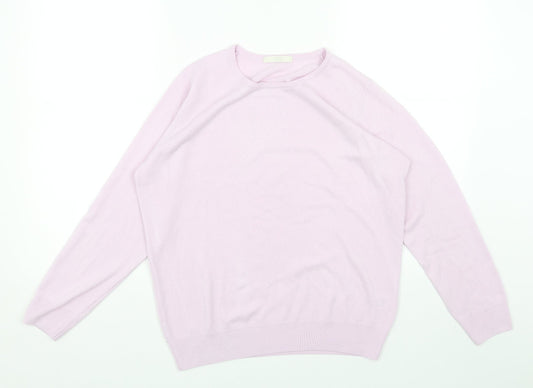 Marks and Spencer Womens Purple Round Neck Acrylic Pullover Jumper Size 14