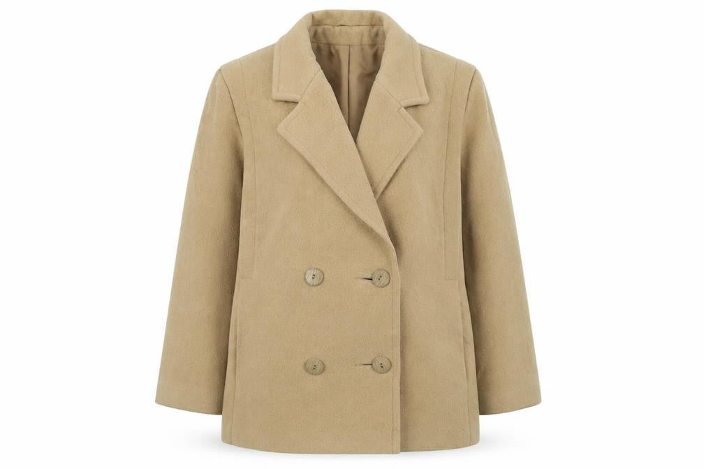 Preworn Womens Beige Pea Coat Jacket Size 10 Button
