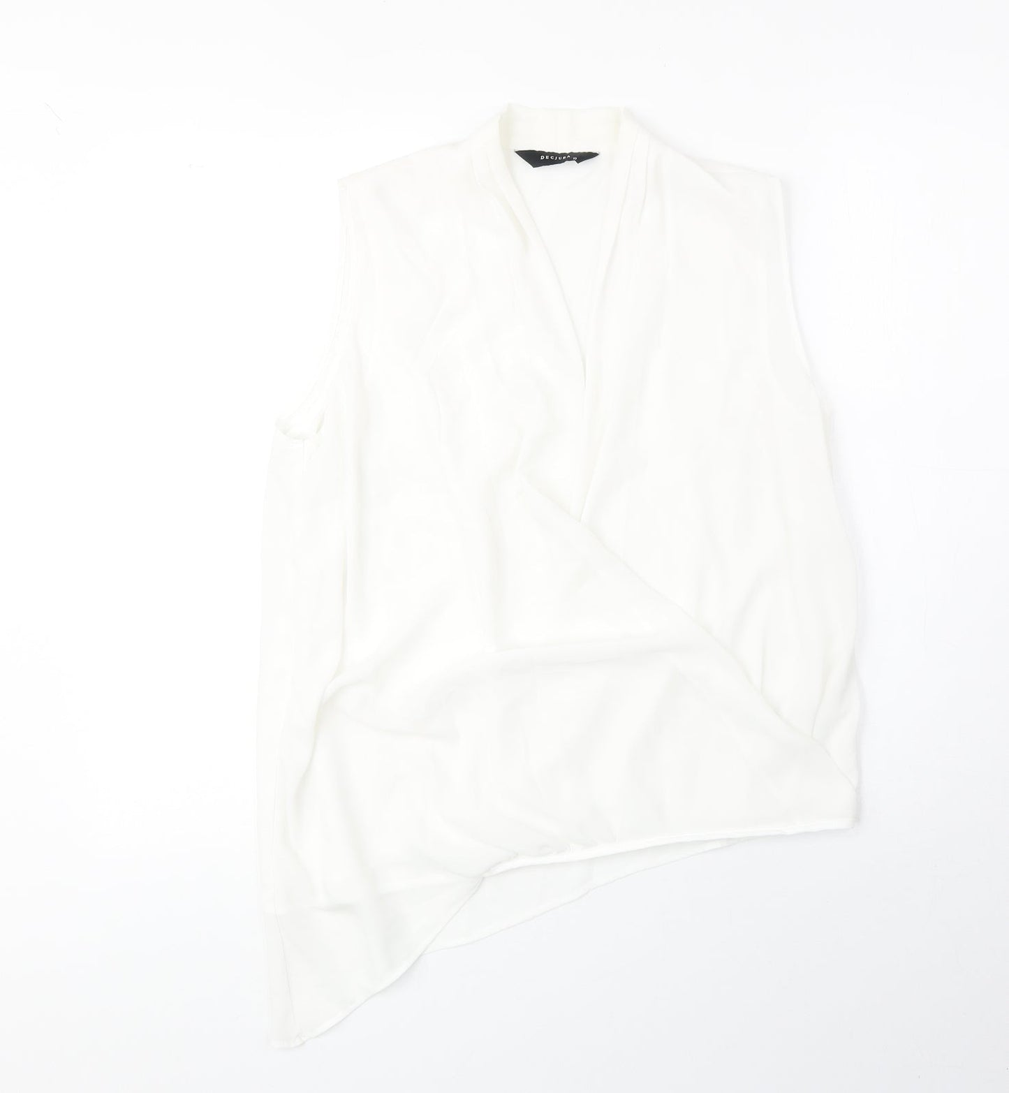 Decjuba Womens White Polyester Basic Tank Size 10 V-Neck