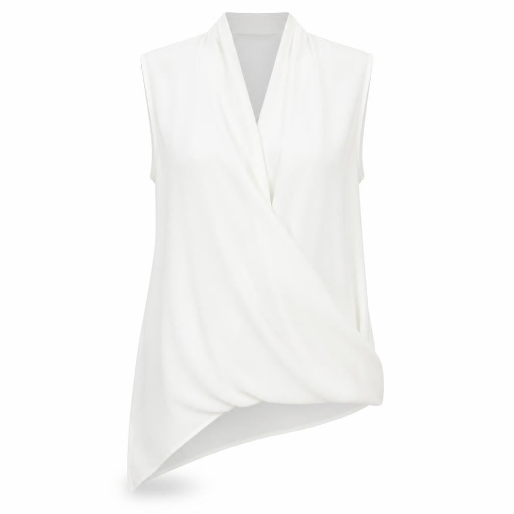 Decjuba Womens White Polyester Basic Tank Size 10 V-Neck