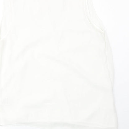 Decjuba Womens White Polyester Basic Tank Size 10 V-Neck