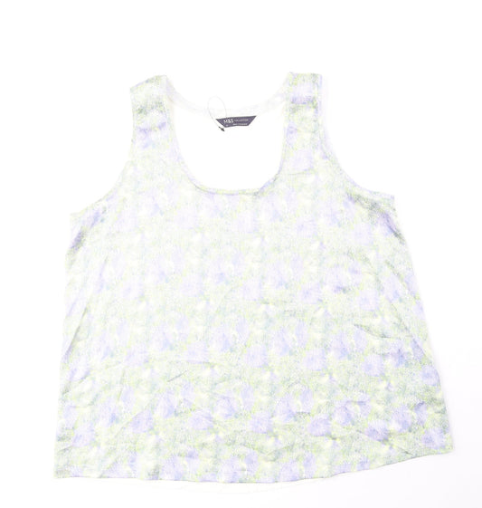 Marks and Spencer Womens Green Polyester Basic Tank Size 12 Scoop Neck