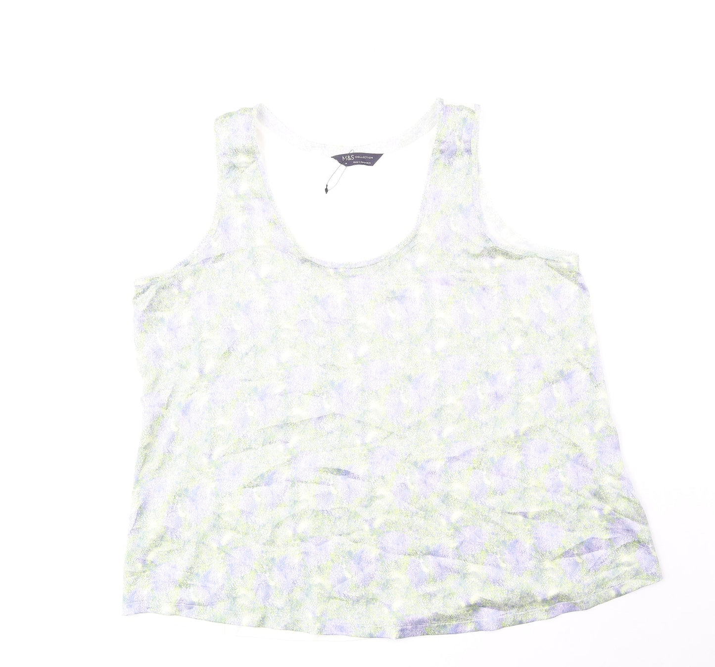 Marks and Spencer Womens Green Viscose Basic Tank Size 14 Scoop Neck