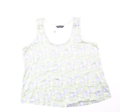 Marks & Spencer Womens Green Viscose Basic Tank Size 14 Scoop Neck