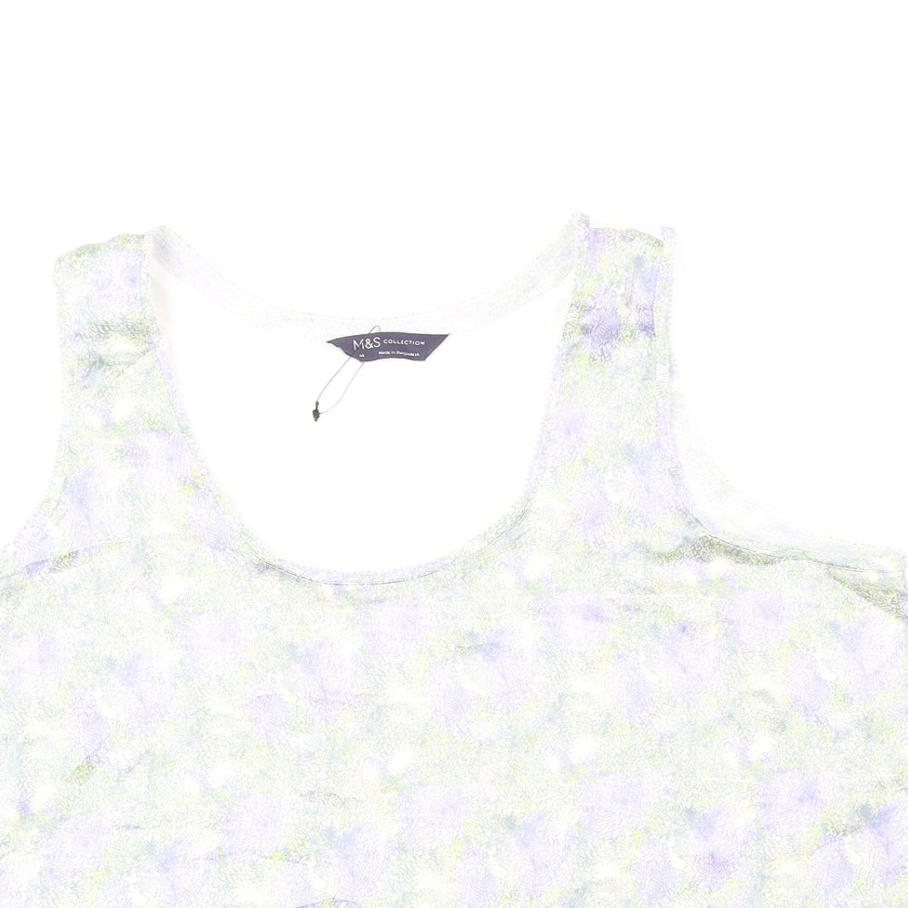 Marks and Spencer Womens Green Viscose Basic Tank Size 14 Scoop Neck