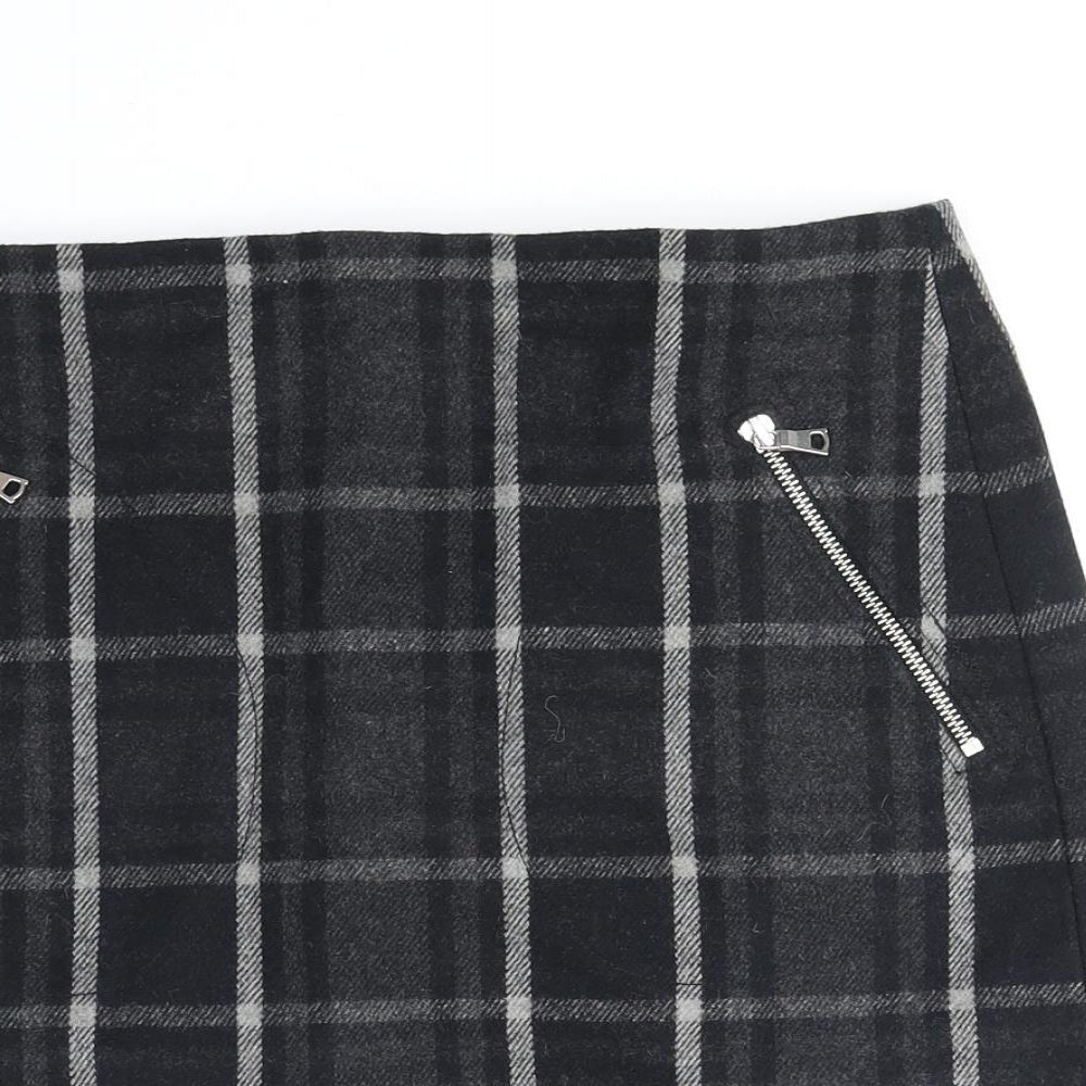 Gap Womens Black Plaid Polyester Straight & Pencil Skirt Size 6 Zip