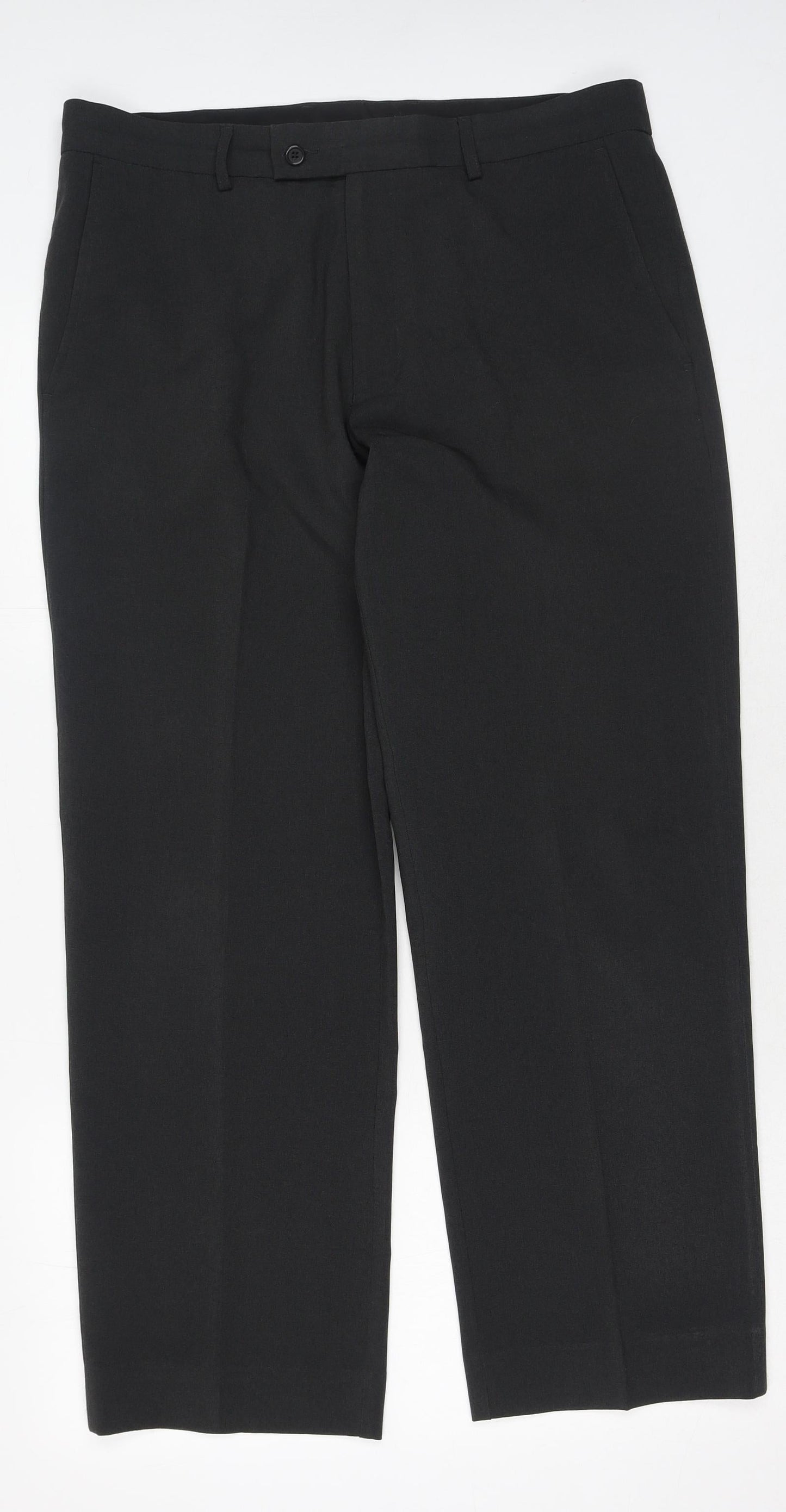 Debenhams Mens Grey Polyester Trousers Size 36 in Regular Hook & Eye