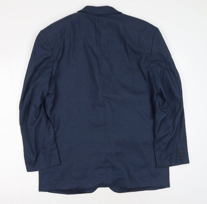 Preworn Mens Blue Polyester Jacket Blazer Size 42 Regular