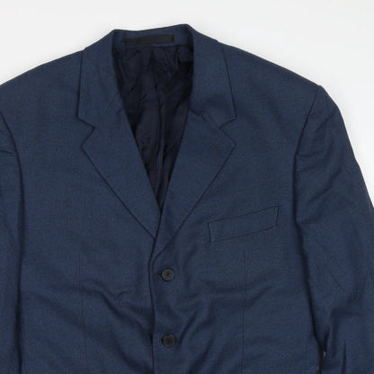 Preworn Mens Blue Polyester Jacket Blazer Size 42 Regular