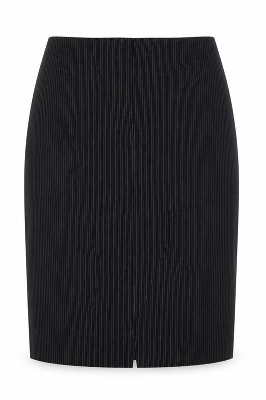 Mint Velvet Womens Black Striped Cotton Straight & Pencil Skirt Size 8 Zip