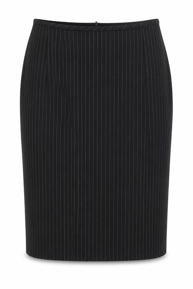 Preworn Womens Black Striped Polyester Straight & Pencil Skirt Size 26 in Zip