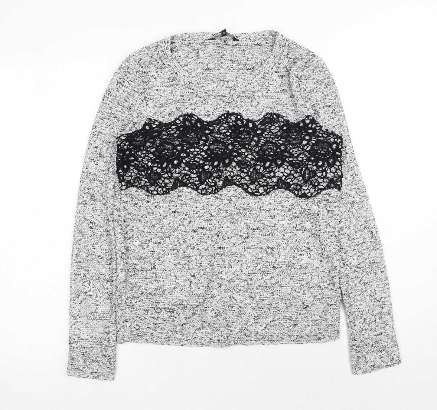 NEXT Womens Grey Round Neck Polyester Pullover Jumper Size 6