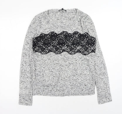 Next Womens Grey Round Neck Polyester Pullover Jumper Size 6