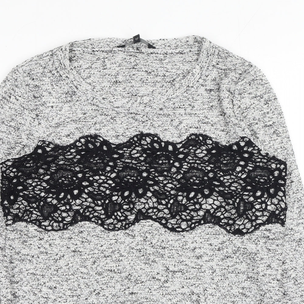 NEXT Womens Grey Round Neck Polyester Pullover Jumper Size 6