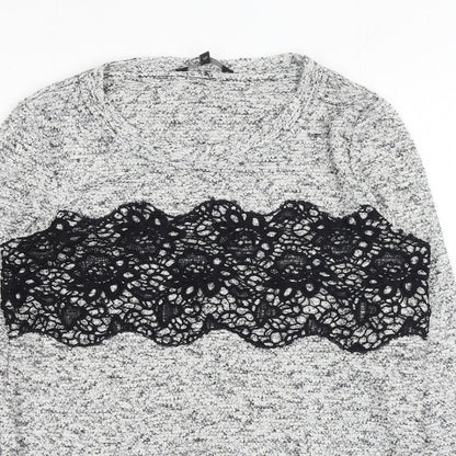 Next Womens Grey Round Neck Polyester Pullover Jumper Size 6