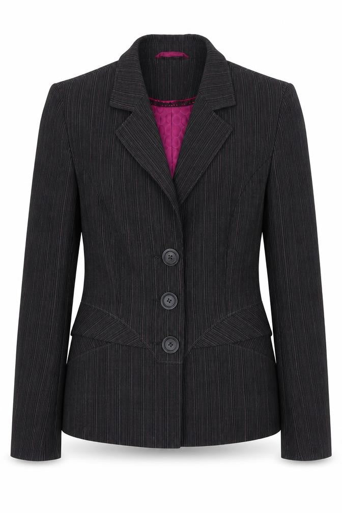 NEXT Womens Grey Striped Polyester Jacket Blazer Size 12