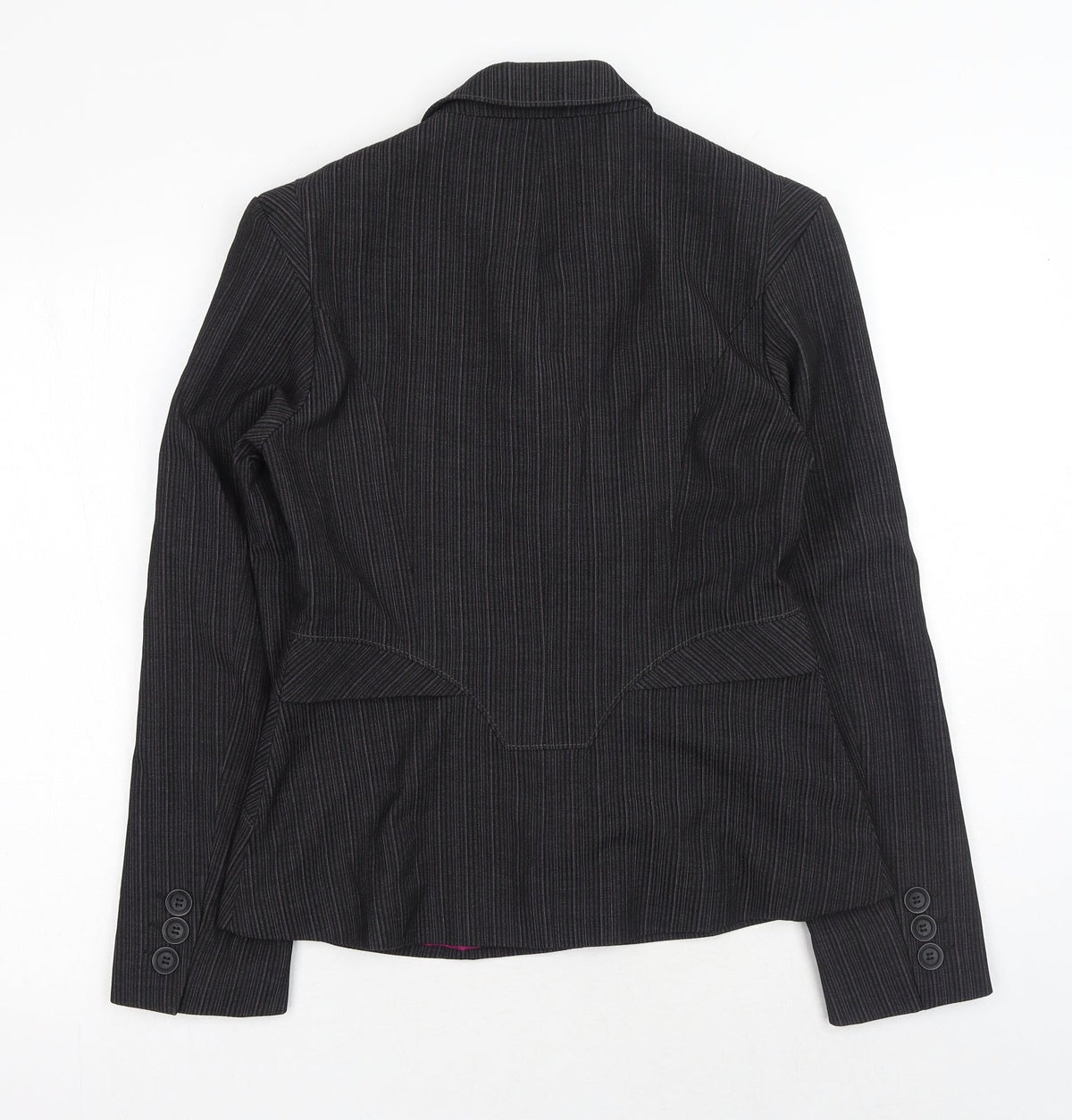 NEXT Womens Grey Striped Polyester Jacket Blazer Size 12