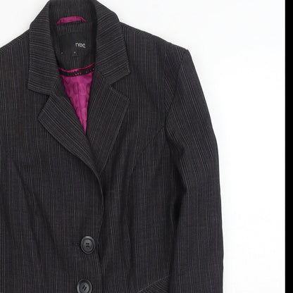 Next Womens Grey Striped Polyester Jacket Blazer Size 12