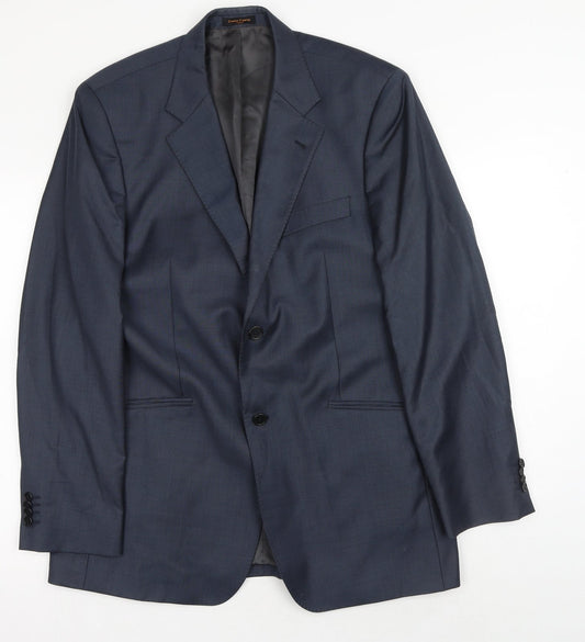 Simon Carter Mens Blue Wool Jacket Blazer Size 40 Regular