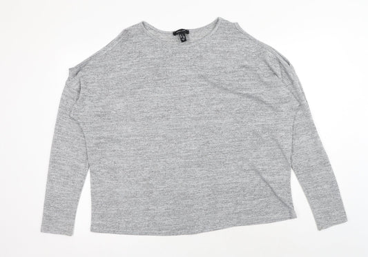 New Look Womens Grey Polyester Basic Blouse Size L Scoop Neck - Cold Shoulder