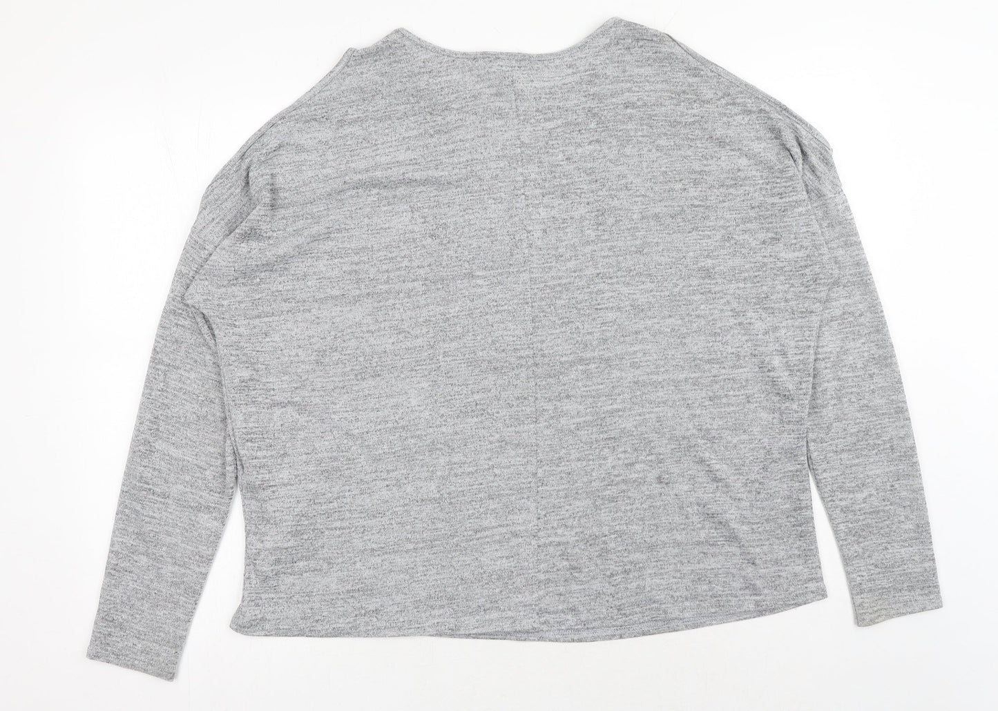 New Look Womens Grey Polyester Basic Blouse Size L Scoop Neck - Cold Shoulder