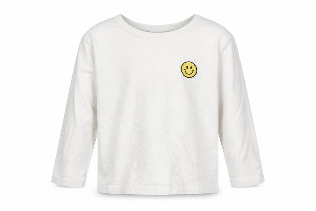 TU Girls White 100% Cotton Basic T-Shirt Size 3 Years Round Neck Pullover - Smiley face