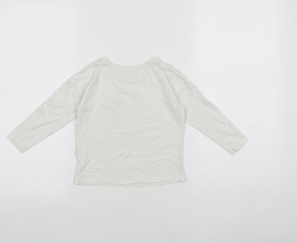 Tu Girls White 100% Cotton Basic T-Shirt Size 3 Years Round Neck Pullover - Smiley face