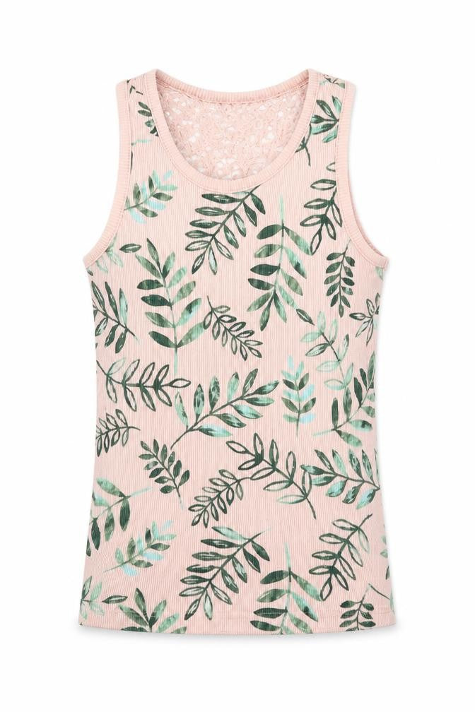 George Girls Pink Geometric 100% Cotton Basic Tank Size 7-8 Years Scoop Neck Pullover