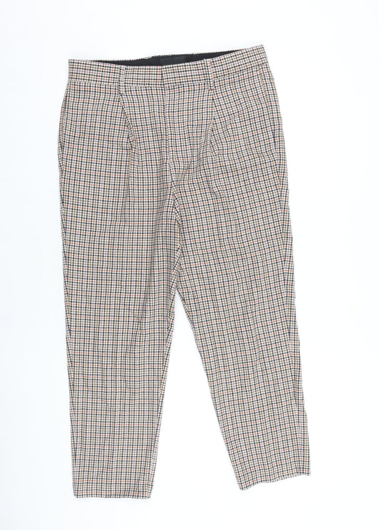 ASOS Womens Multicoloured Plaid Cotton Dress Pants Trousers Size 28 in L20 in Regular Zip